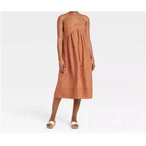 Universal Thread Rust Floral Embroidered Spaghetti Strap Dress Size  XXL